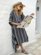 Women's Kaftan Dress | Striped Maxi & Relaxed Summer Fit