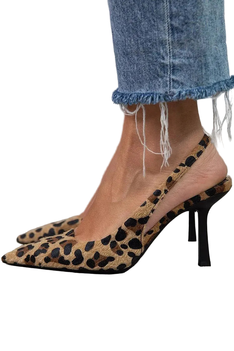 Women's Leopard Heels | Pointed Toe Slingback Stiletto