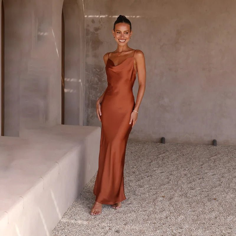 Women's Maxi Dress | Backless Cowl Neck Design