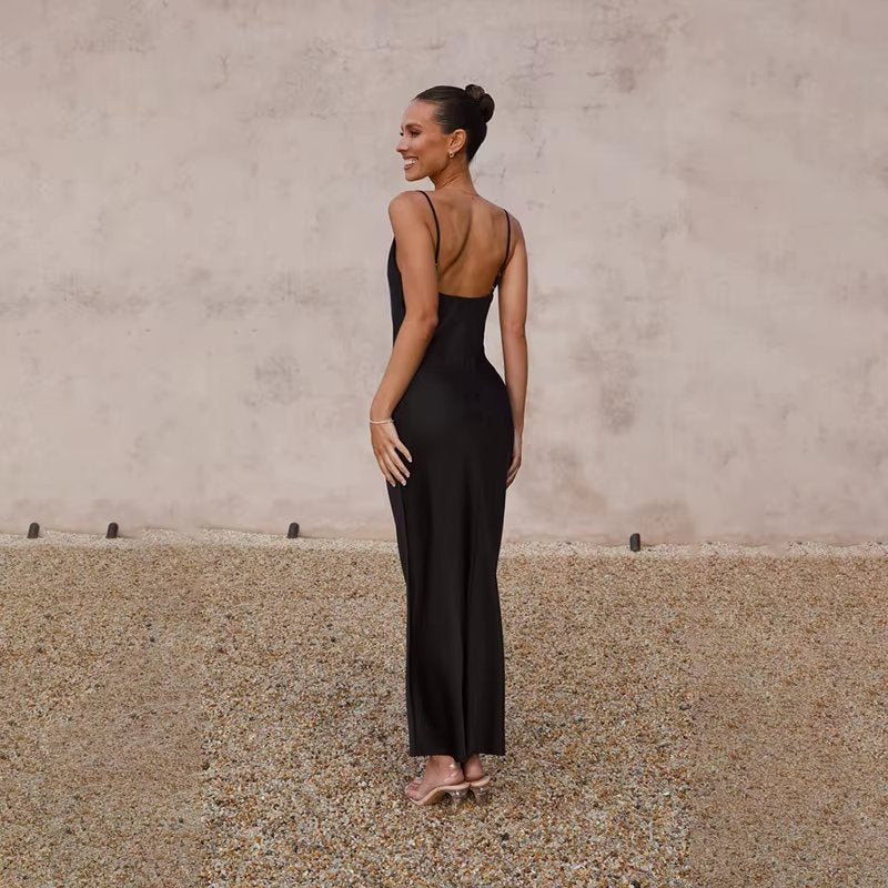 Women's Maxi Dress | Backless Cowl Neck Design