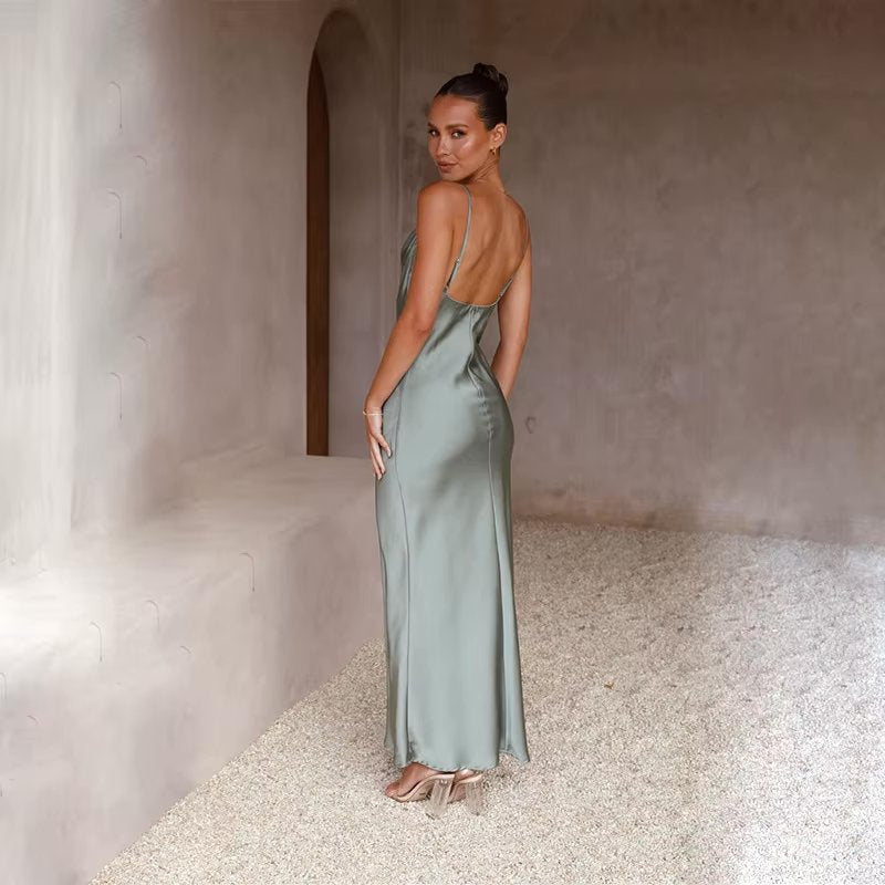 Women's Maxi Dress | Backless Cowl Neck Design