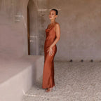 Women's Maxi Dress | Backless Cowl Neck Design