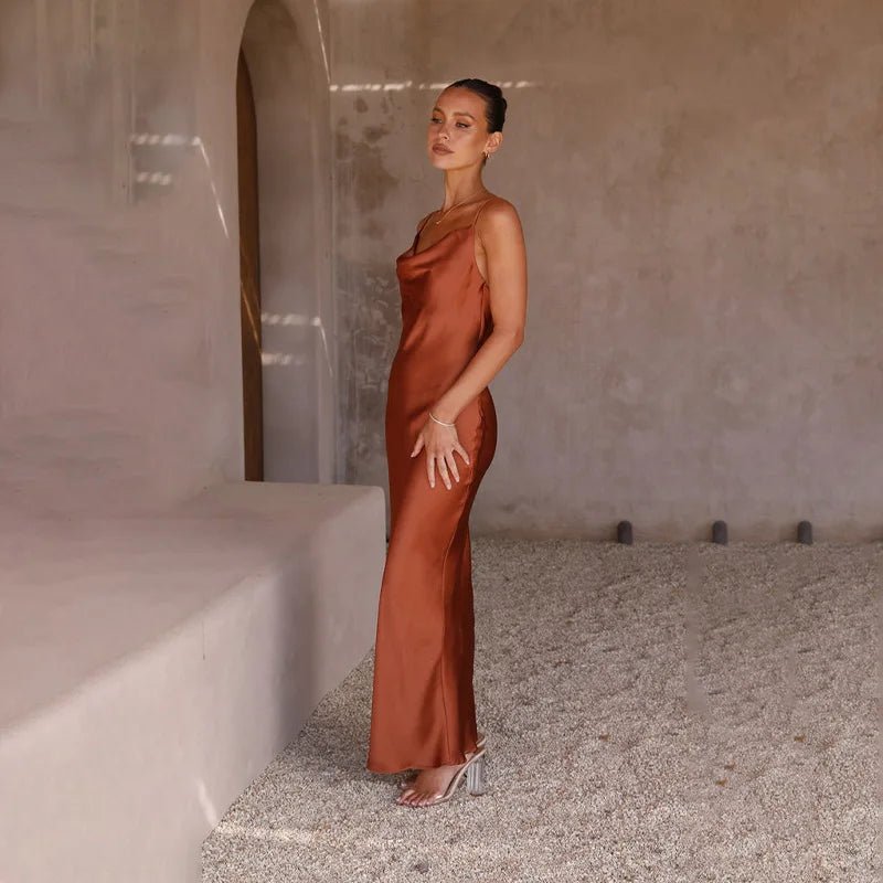 Women's Maxi Dress | Backless Cowl Neck Design