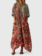Women's Maxi Dress | Boho Paisley Print & Oversized Patch Pocket Style