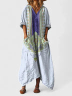 Women's Maxi Dress | Boho Paisley Print & Oversized Patch Pocket Style