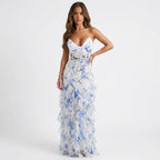 Women's Maxi Dress | Corset Bodice & Floral Ruffle Design