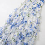 Women's Maxi Dress | Corset Bodice & Floral Ruffle Design