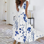 Women's Maxi Dress | Floral Print V-Neck & Sleeveless Flowing Design