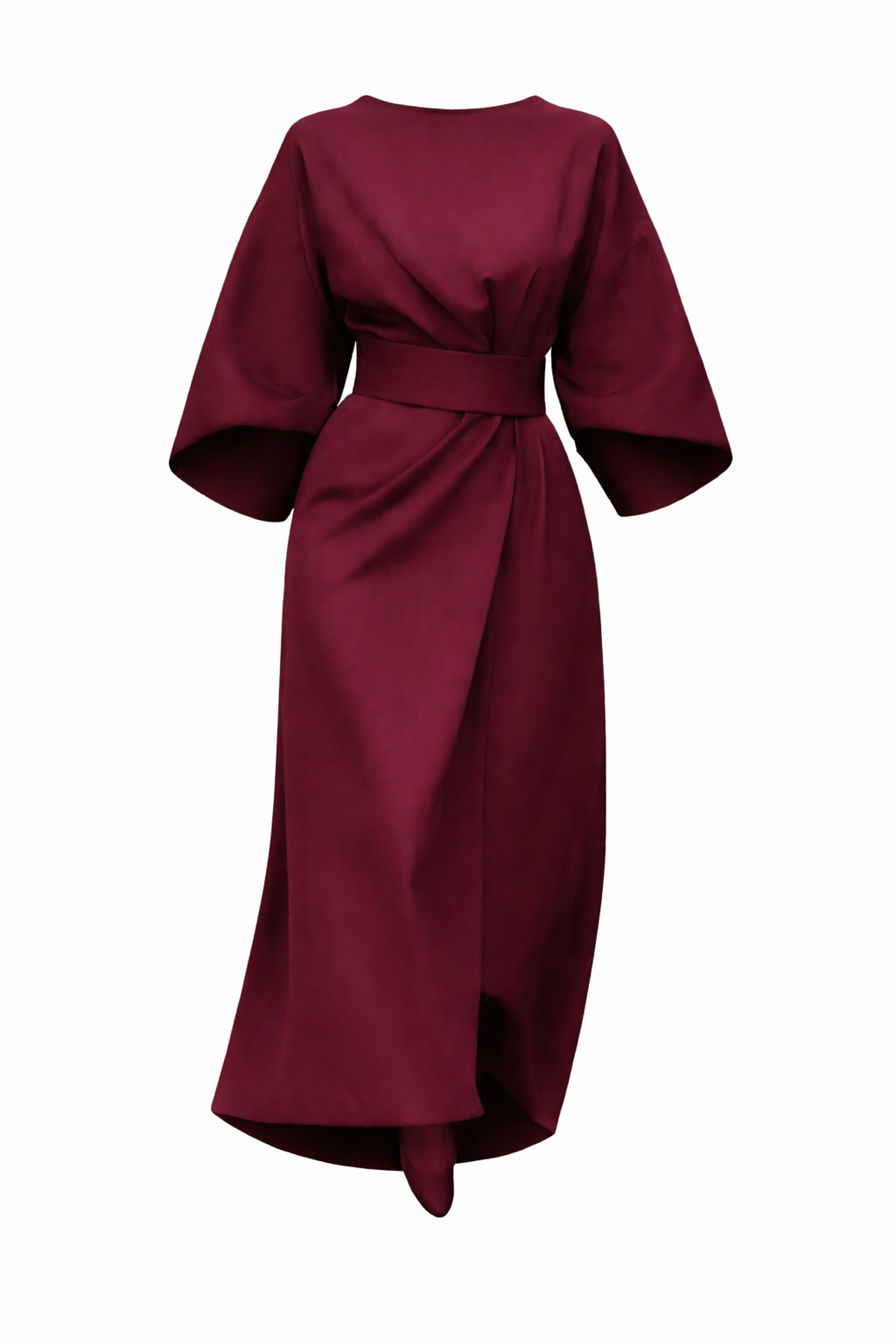 Women's Maxi Dress | Lantern Sleeves & Belted Wrap