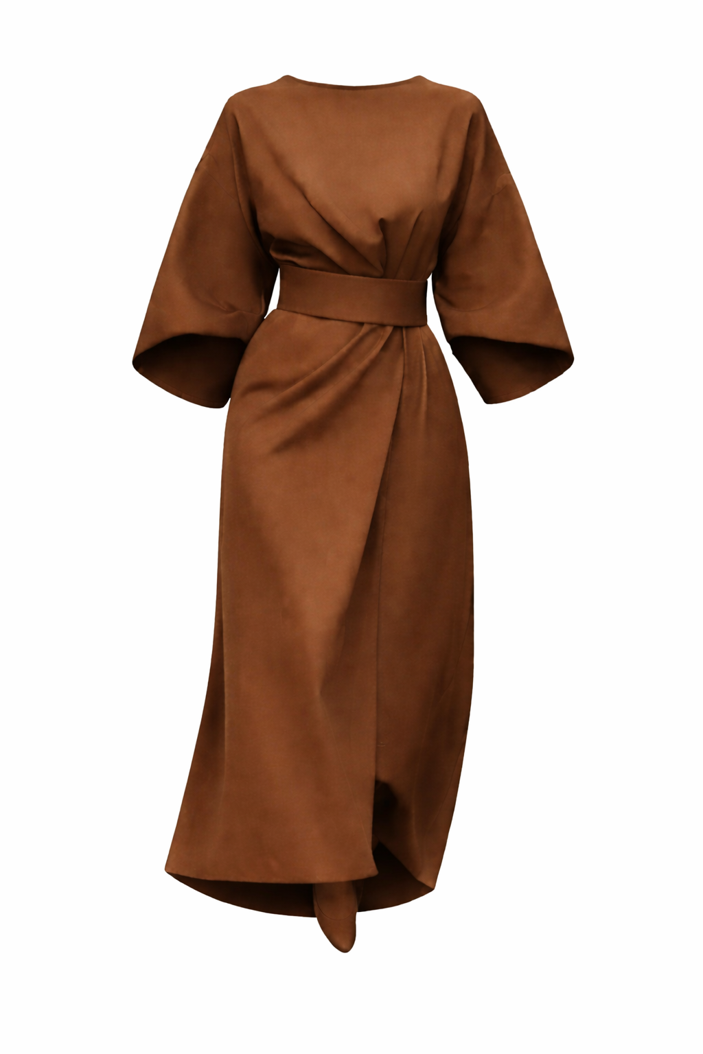 Women's Maxi Dress | Lantern Sleeves & Belted Wrap