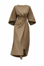 Women's Maxi Dress | Lantern Sleeves & Belted Wrap