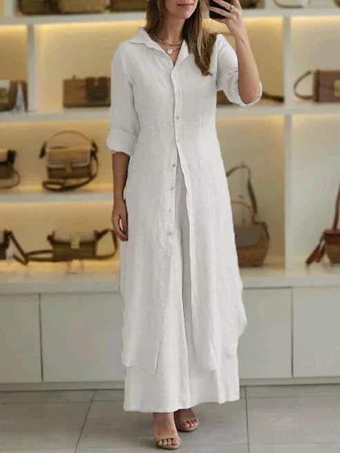 Women's Maxi Dress | Long Sleeve & Button-Front