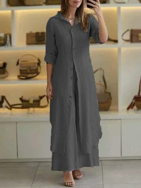 Women's Maxi Dress | Long Sleeve & Button-Front