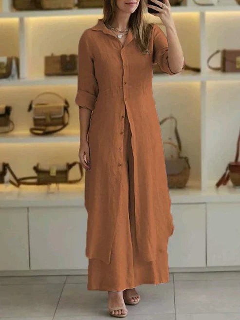 Women's Maxi Dress | Long Sleeve & Button-Front