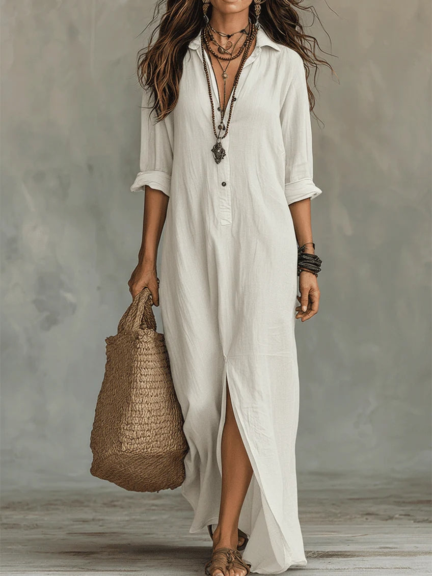 Women's Maxi Dress | Long Sleeve & Side Split