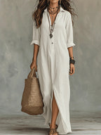 Women's Maxi Dress | Long Sleeve & Side Split