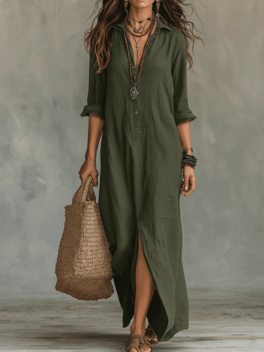 Women's Maxi Dress | Long Sleeve & Side Split