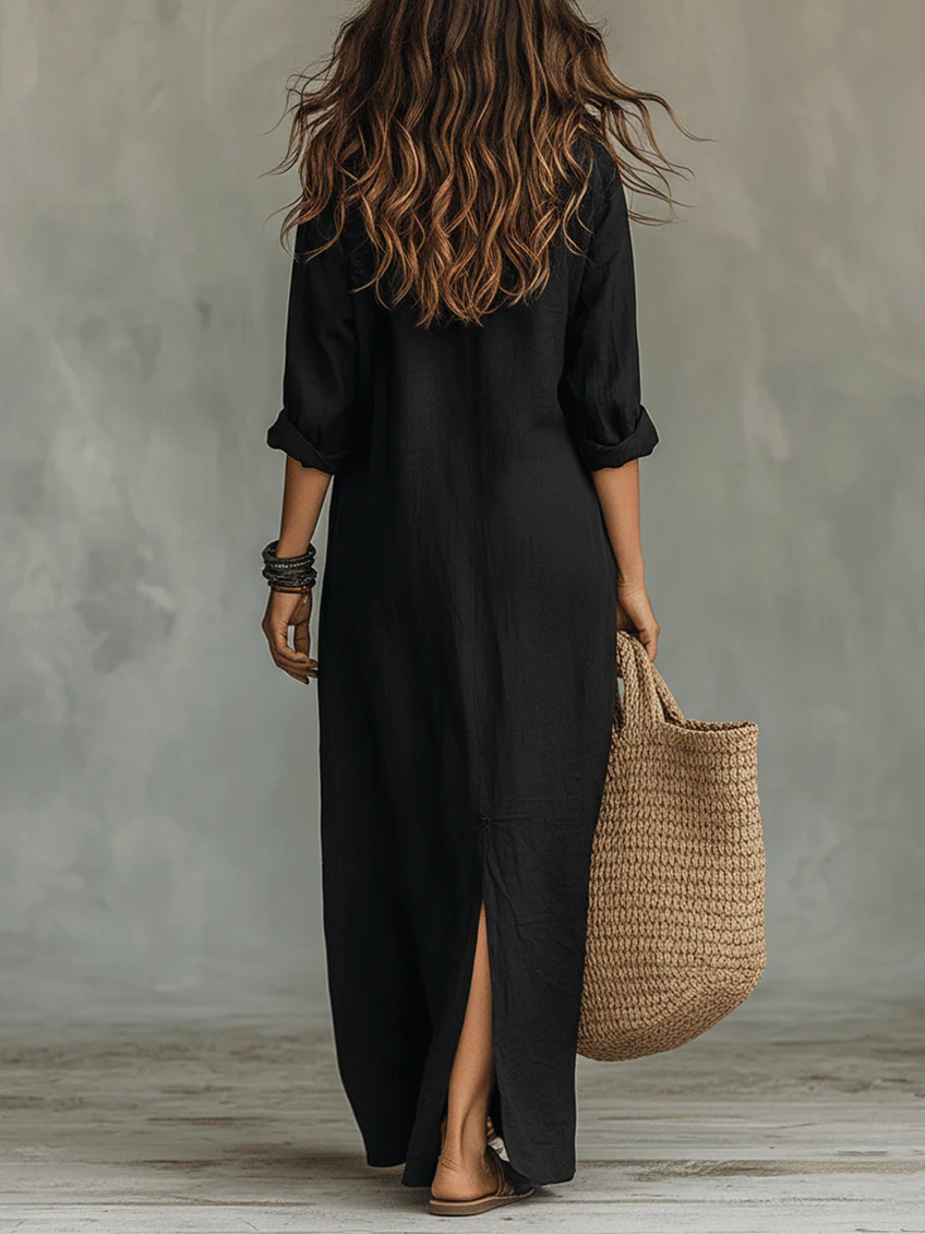 Women's Maxi Dress | Long Sleeve & Side Split