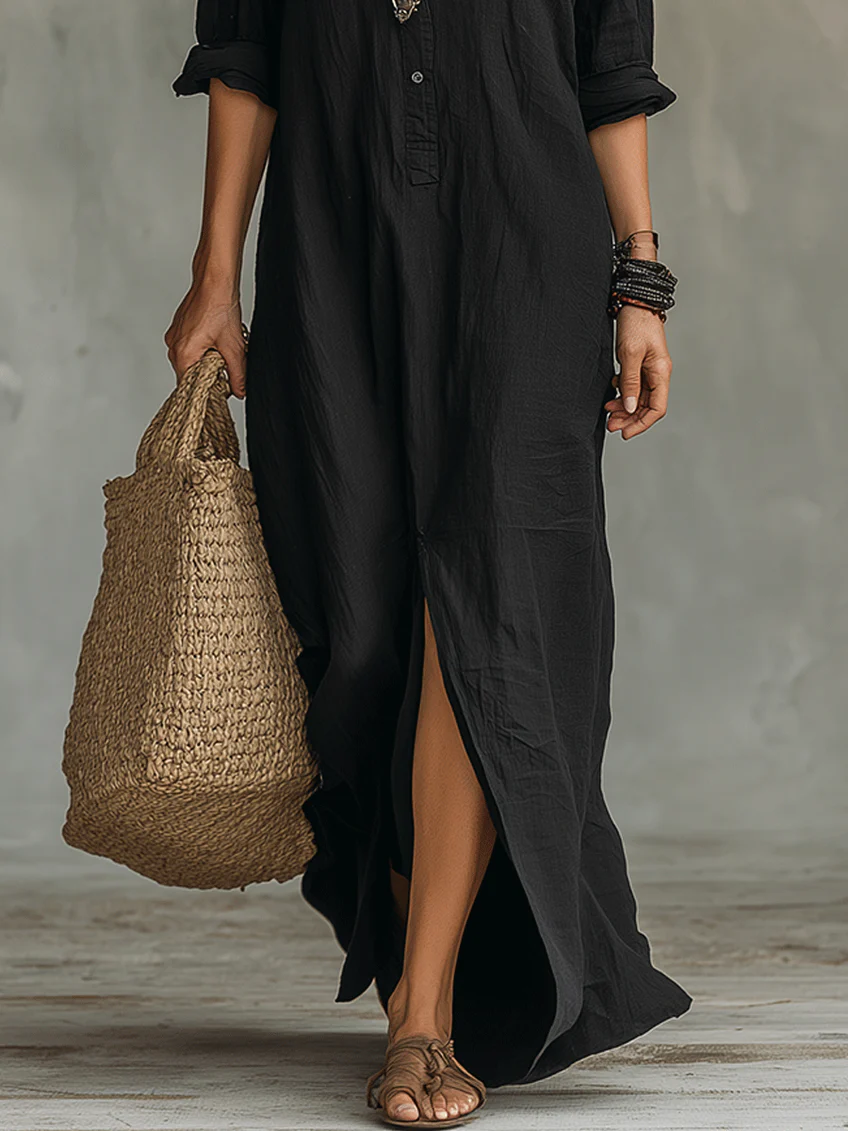 Women's Maxi Dress | Long Sleeve & Side Split