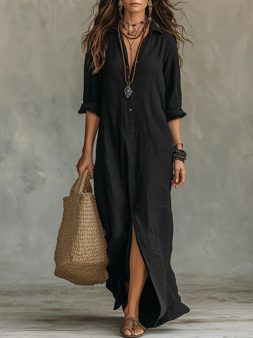 Women's Maxi Dress | Long Sleeve & Side Split