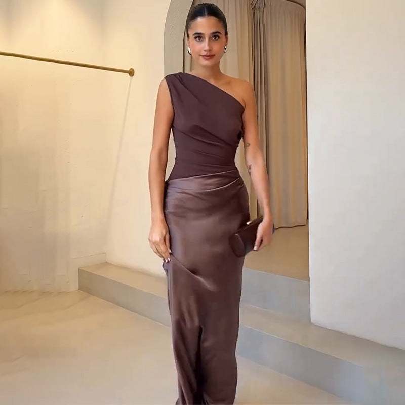 Women's Maxi Dress | One Shoulder Ruched Evening Gown