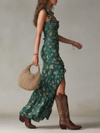 Women's Maxi Dress | Ruffle Strap Boho Style