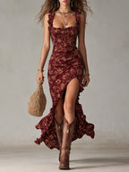 Women's Maxi Dress | Ruffle Strap Boho Style