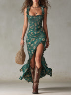Women's Maxi Dress | Ruffle Strap Boho Style