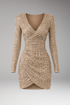 Women's Maxi Dress | Sequin V-Neck & Ruched Wrap Design