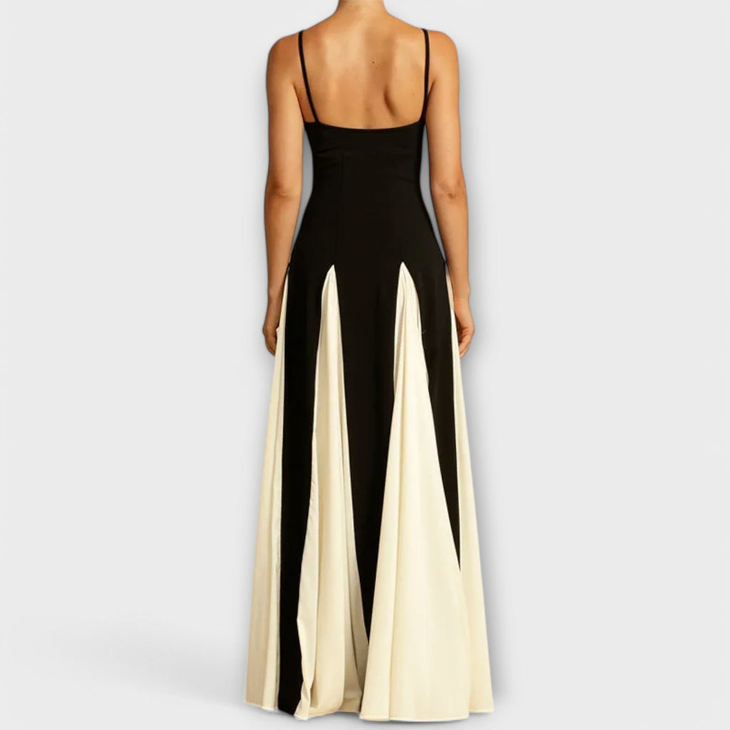 Women's Maxi Sundress | Elegant Contrast & Sweetheart Neckline
