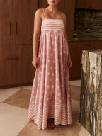 Women's Maxi Sundress | Polka Dot & Stripe Mixed Print