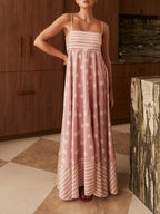 Women's Maxi Sundress | Polka Dot & Stripe Mixed Print