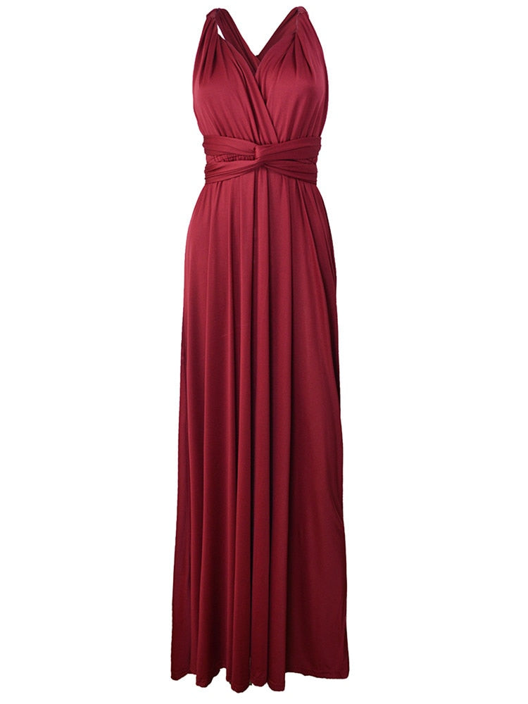 Women's Maxi Wrap Dress | Convertible Multiway Deep V-Neck Gown