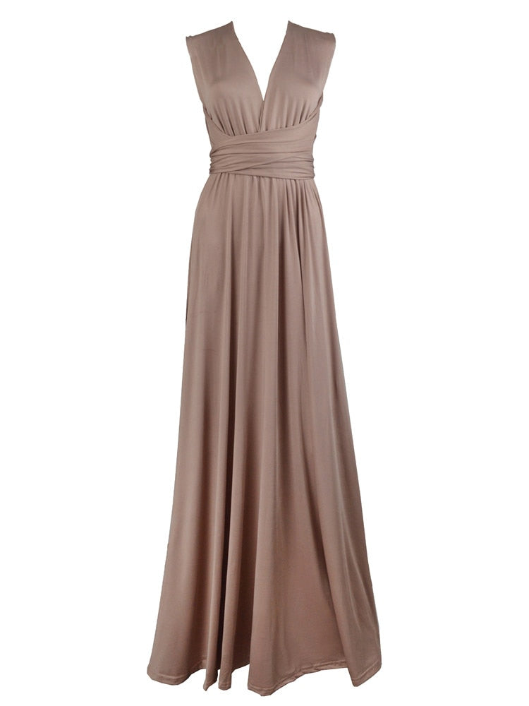 Women's Maxi Wrap Dress | Convertible Multiway Deep V-Neck Gown