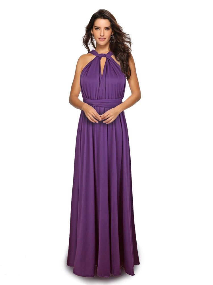 Women's Maxi Wrap Dress | Convertible Multiway Deep V-Neck Gown