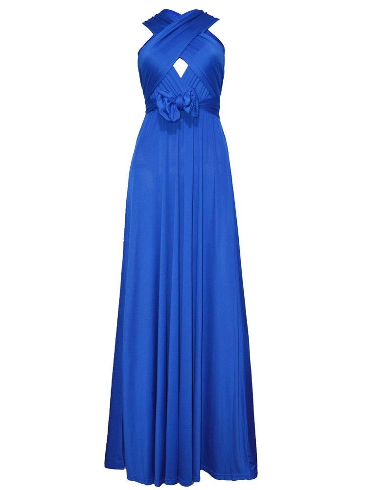 Women's Maxi Wrap Dress | Convertible Multiway Deep V-Neck Gown