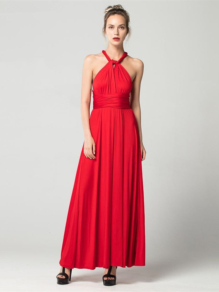 Women's Maxi Wrap Dress | Convertible Multiway Deep V-Neck Gown
