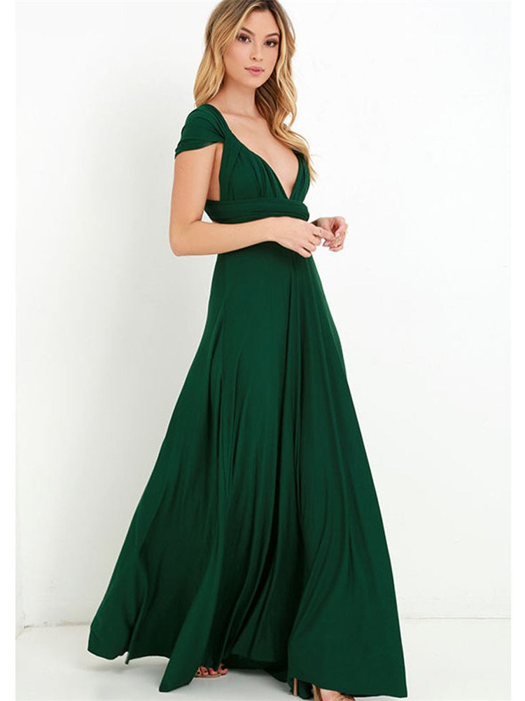 Women's Maxi Wrap Dress | Convertible Multiway Deep V-Neck Gown