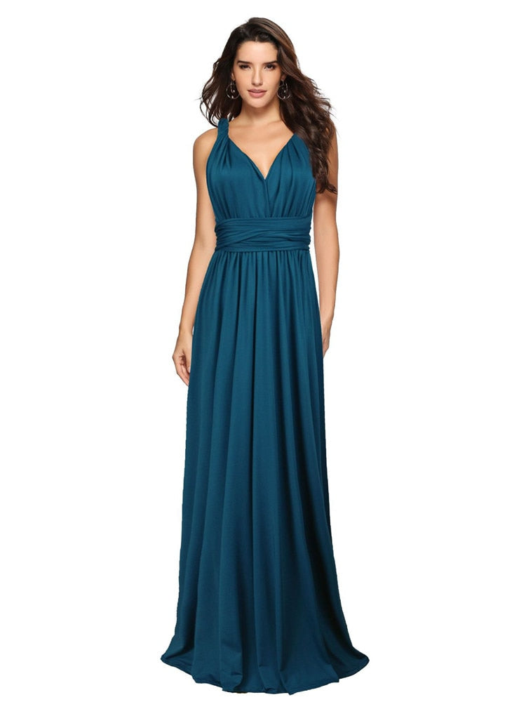Women's Maxi Wrap Dress | Convertible Multiway Deep V-Neck Gown