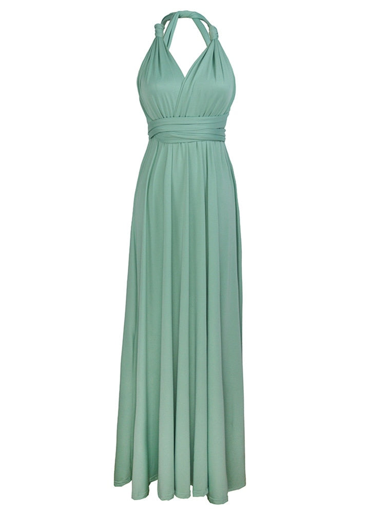 Women's Maxi Wrap Dress | Convertible Multiway Deep V-Neck Gown