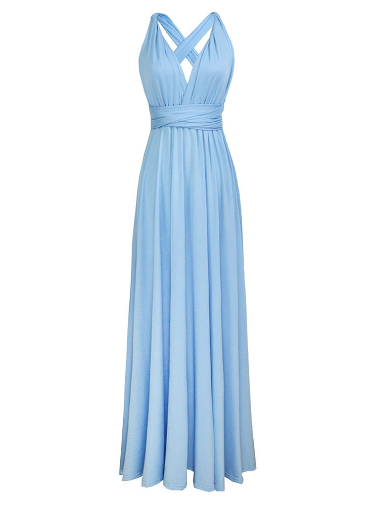 Women's Maxi Wrap Dress | Convertible Multiway Deep V-Neck Gown