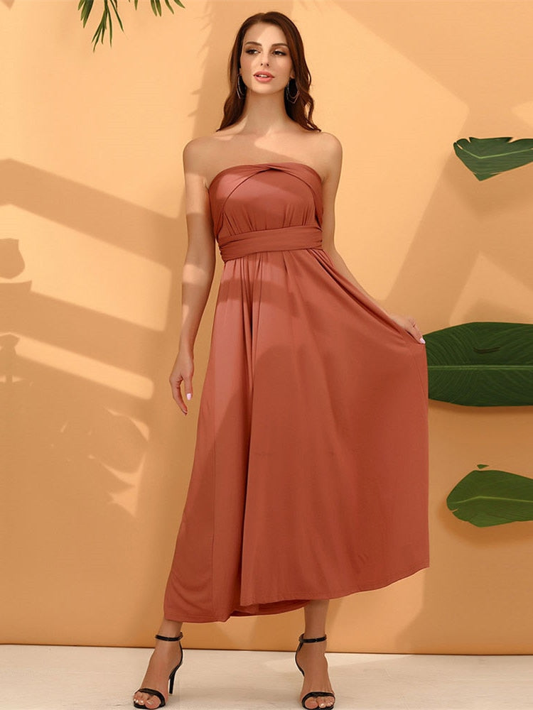 Women's Maxi Wrap Dress | Convertible Multiway Deep V-Neck Gown