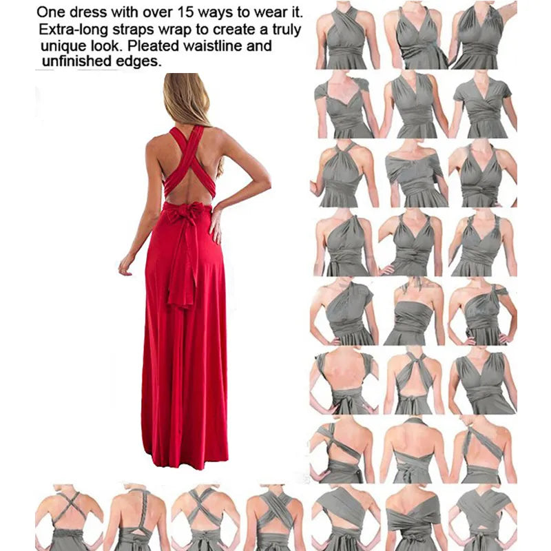 Women's Maxi Wrap Dress | Convertible Multiway Deep V-Neck Gown