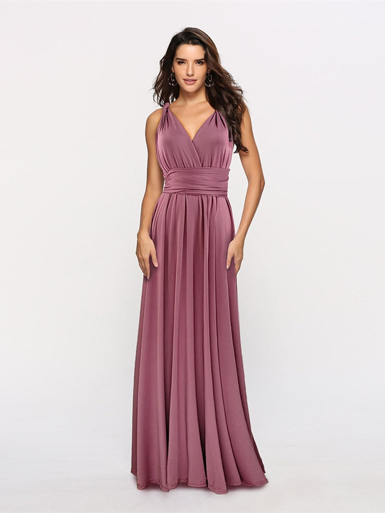 Women's Maxi Wrap Dress | Convertible Multiway Deep V-Neck Gown
