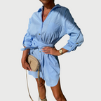 Women's Midi Dress | Belted Waist & Button-Front