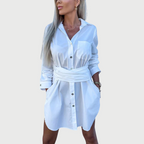 Women's Midi Dress | Belted Waist & Button-Front