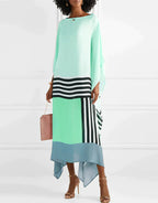 Women's Midi Dress | Colour Block & Batwing Sleeves