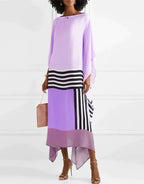 Women's Midi Dress | Colour Block & Batwing Sleeves