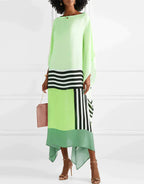 Women's Midi Dress | Colour Block & Batwing Sleeves