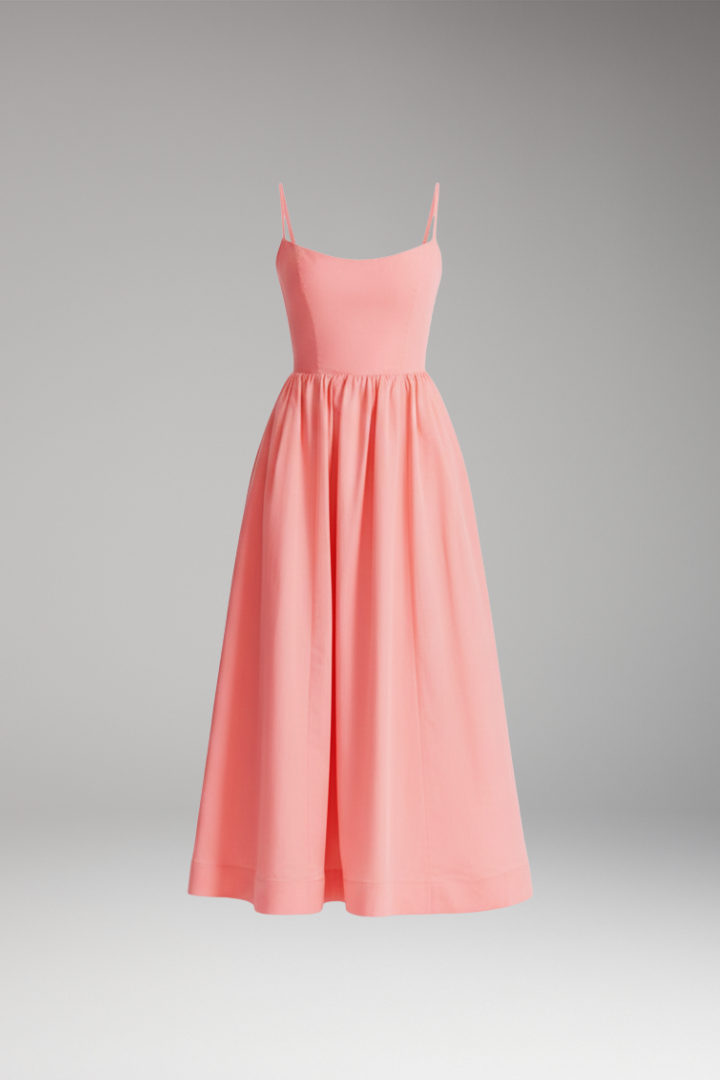 Women's Midi Dress | Elegant Spaghetti Strap & Full Skirt